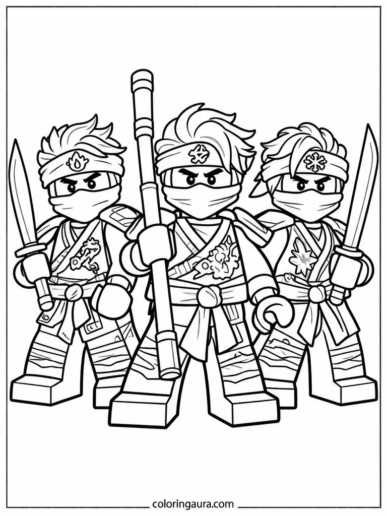 Miniature Lego Ninja Heroes Coloring Page