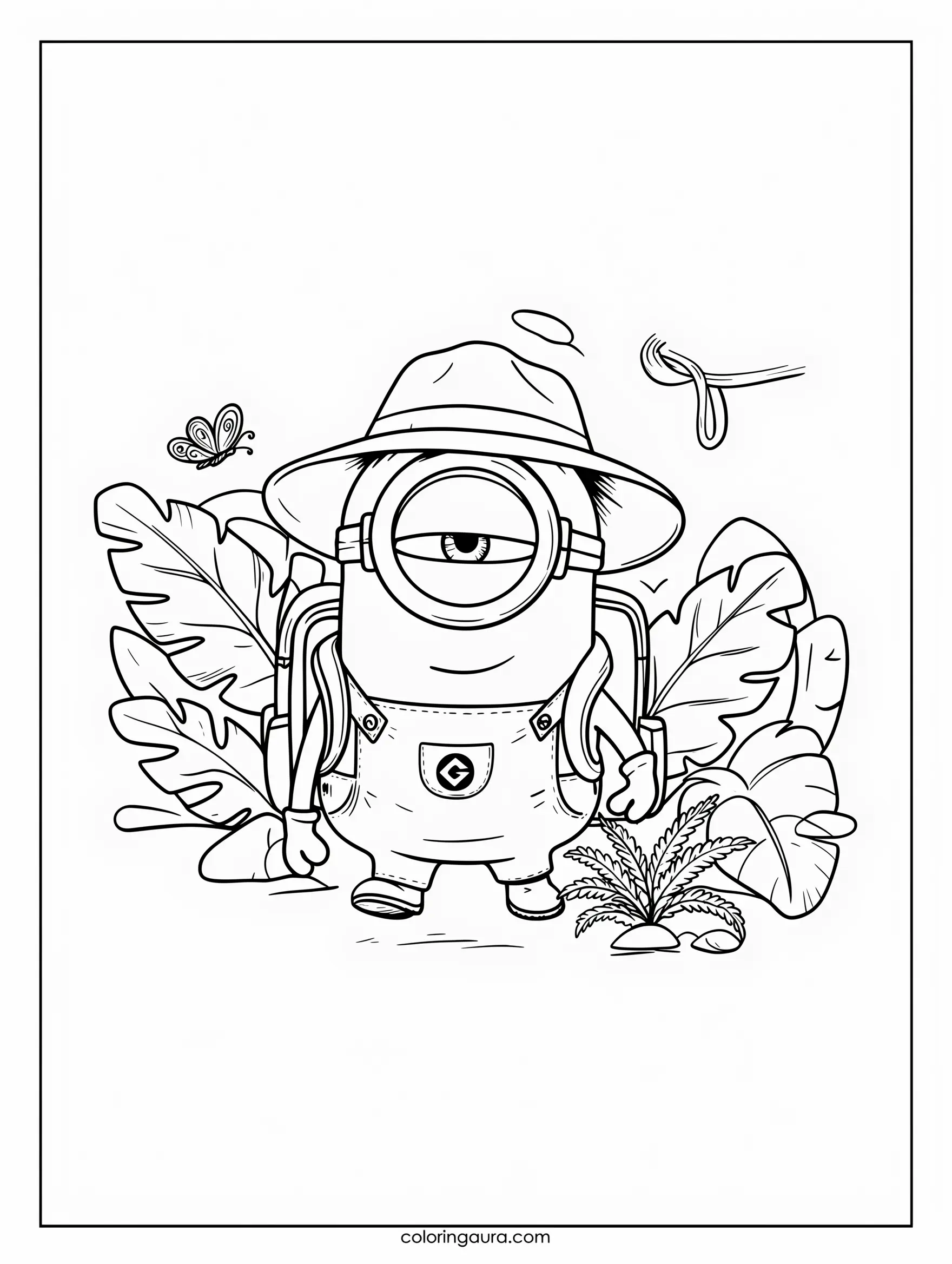 Minion Jungle Adventure Coloring Page