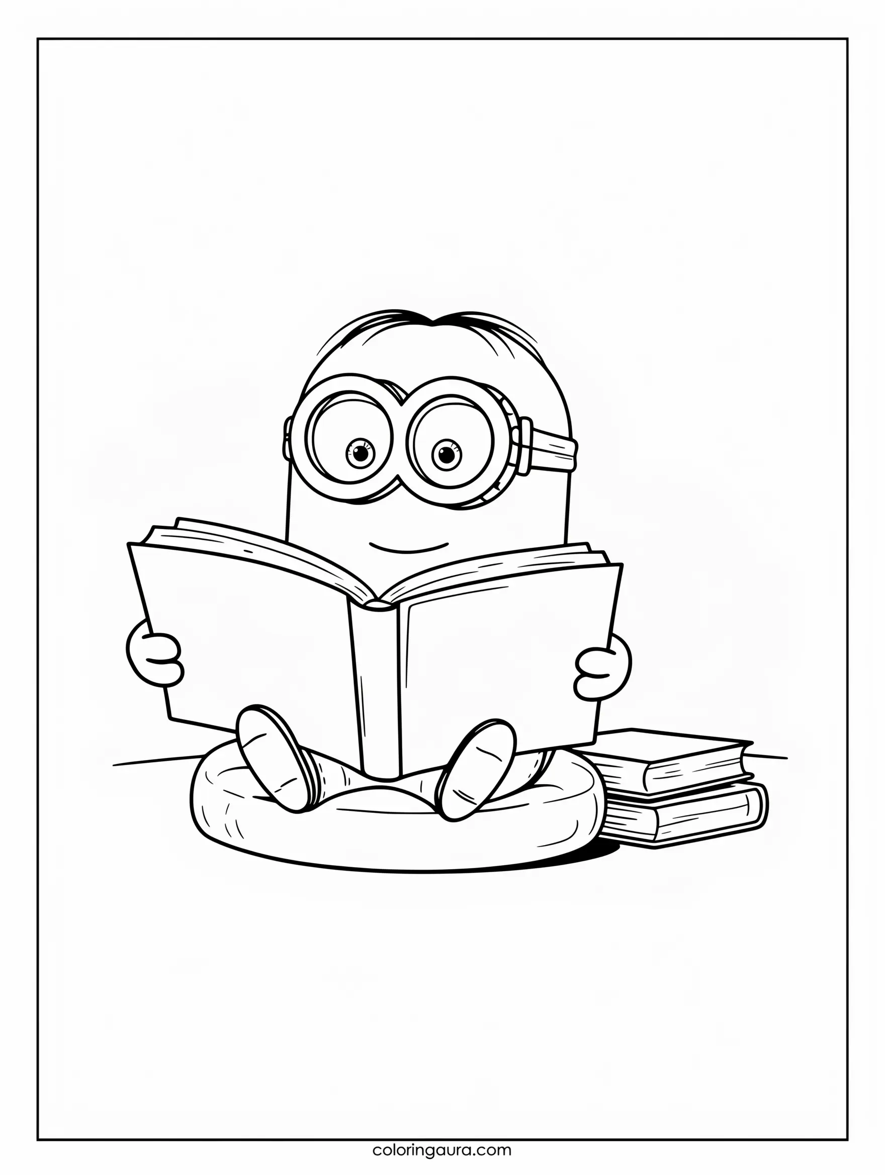 Minion Reading a Book Coloring Page