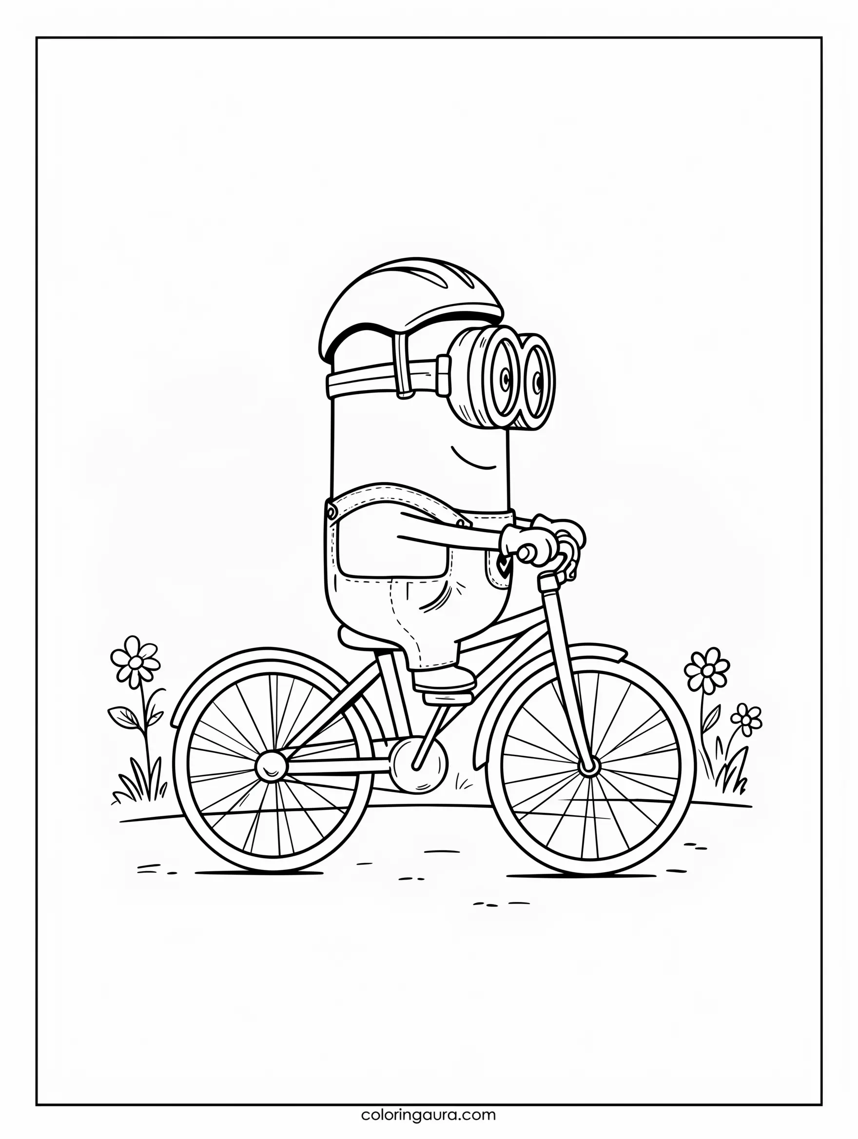 Minion Riding a Bicycle Coloring Page