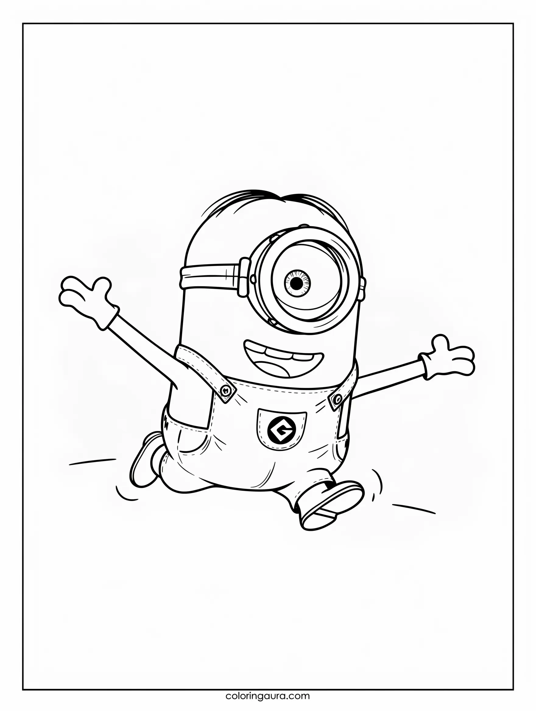Minion Stuart Running Coloring Page