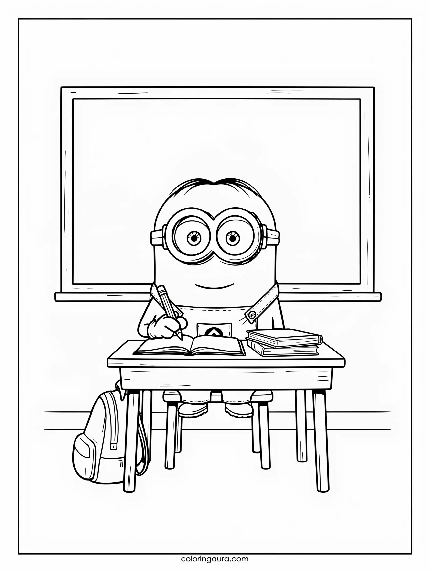 Minion at School Coloring Page