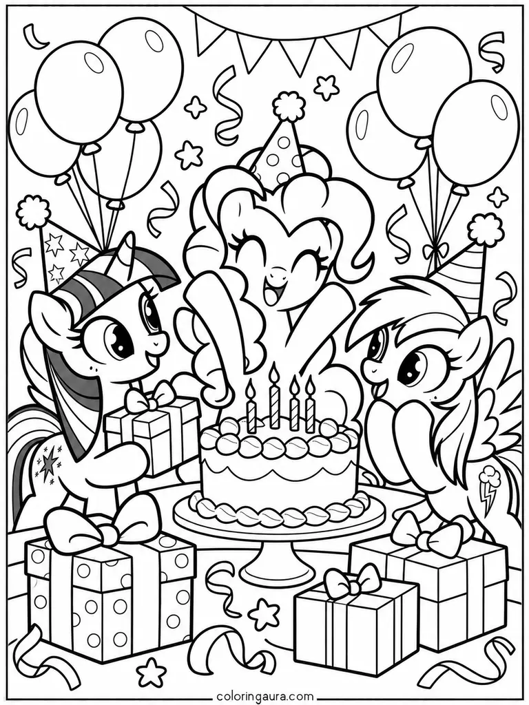 My Little Pony Birthday Party Coloring Page