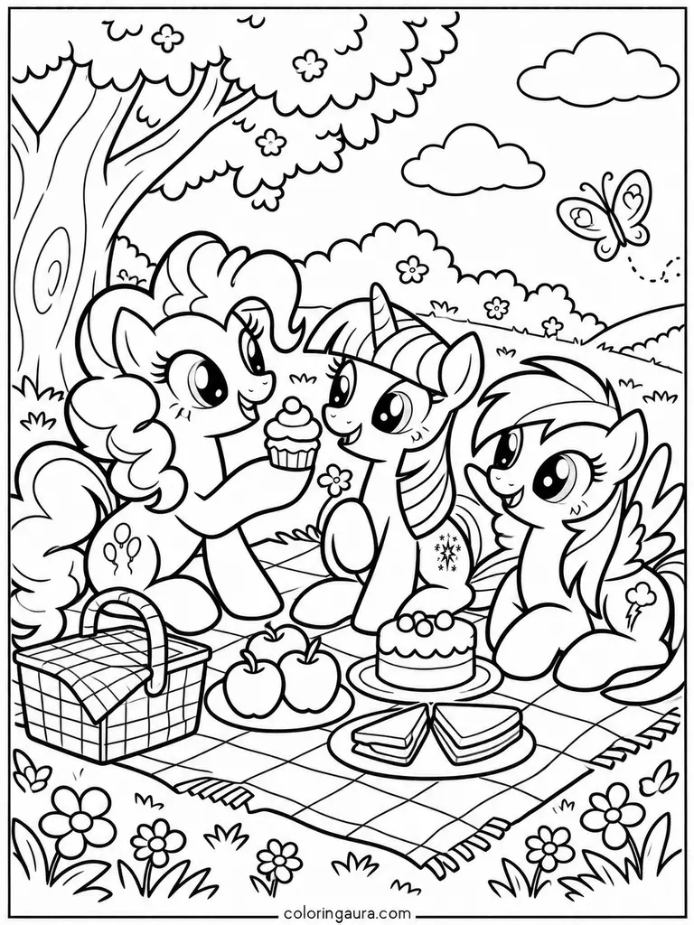 My Little Pony Picnic Coloring Page