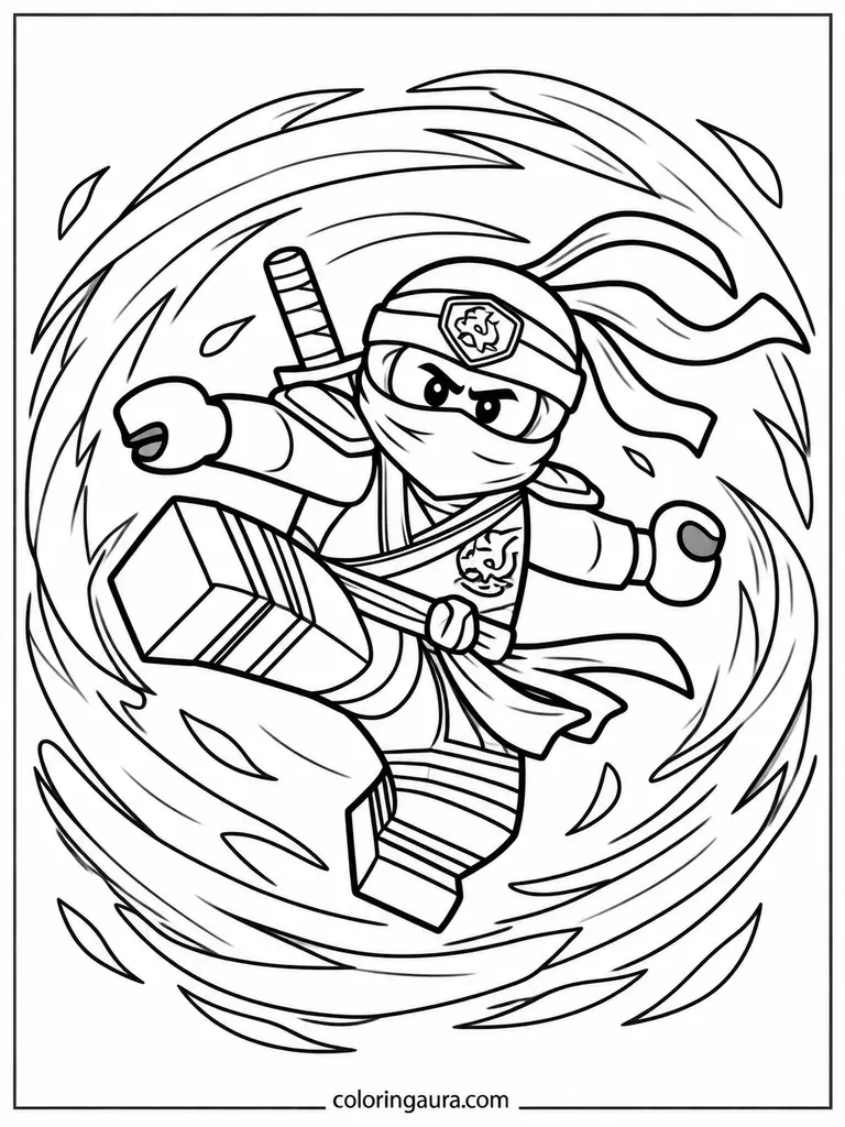 Ninja Elemental Tornado Coloring Page