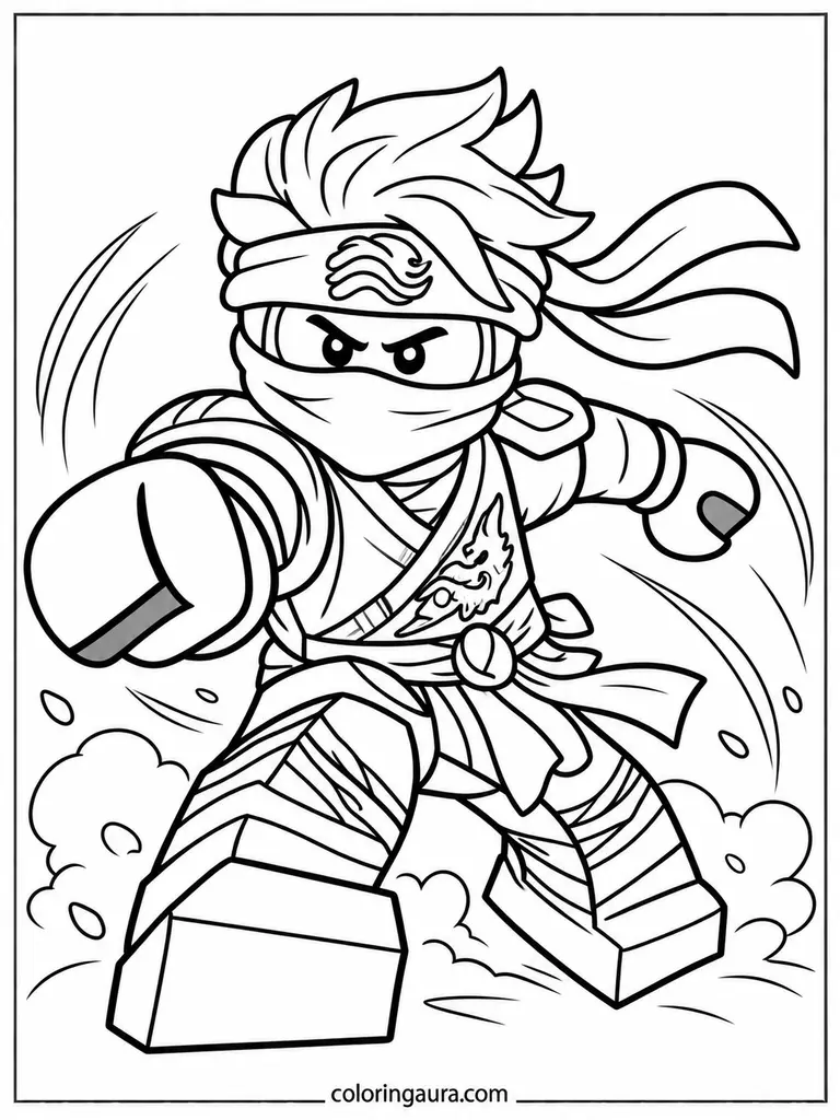 Ninja Jay in Full Attack Coloring Page