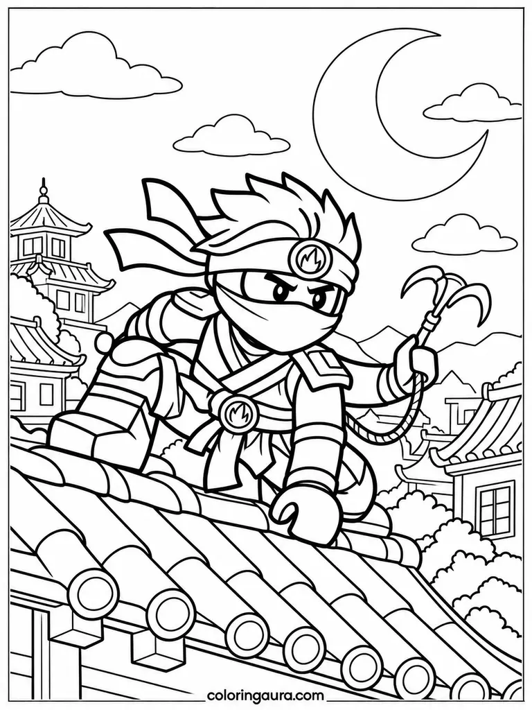 Ninja Secret Night Mission Coloring Page