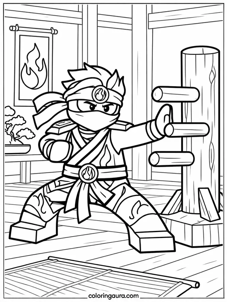 Ninja Training Dummy Coloring Page