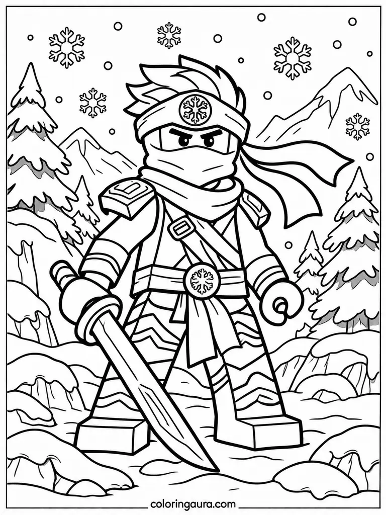 Ninja Zane Winter Mission Coloring Page