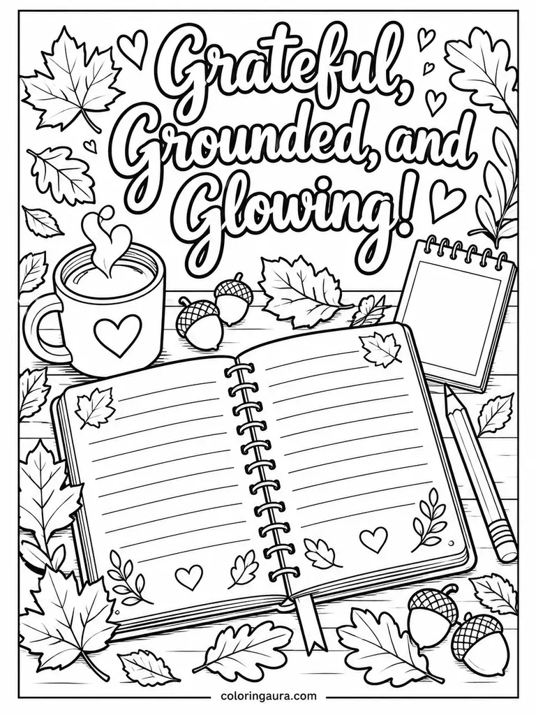 November Gratitude Journal Coloring Page
