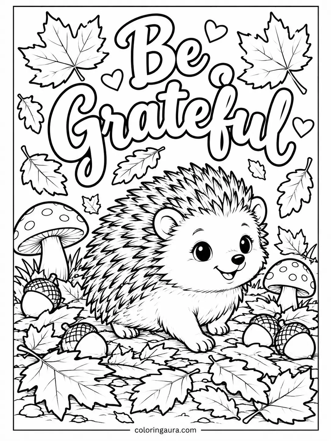 November Hedgehog Coloring Page