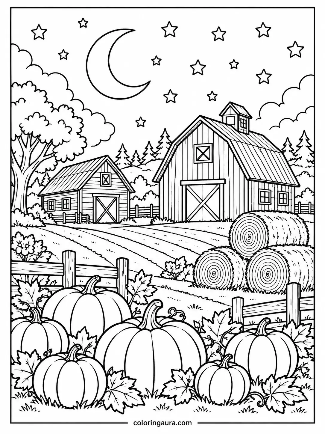 November Pumpkin Farm Coloring Page