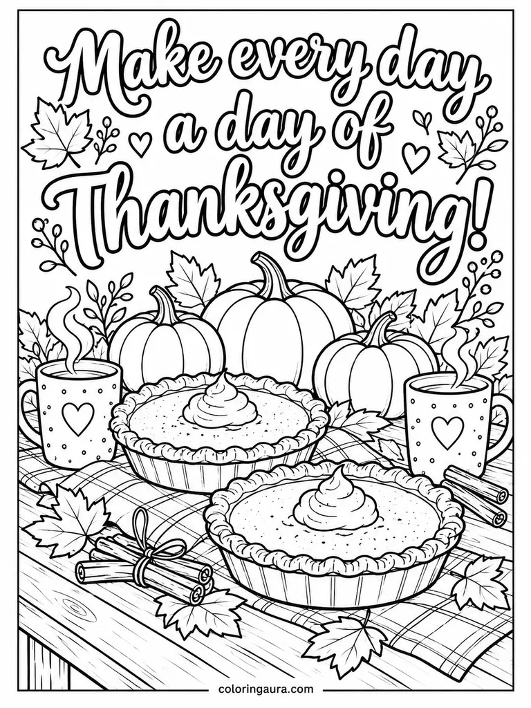 November Pumpkin Pie Coloring Page