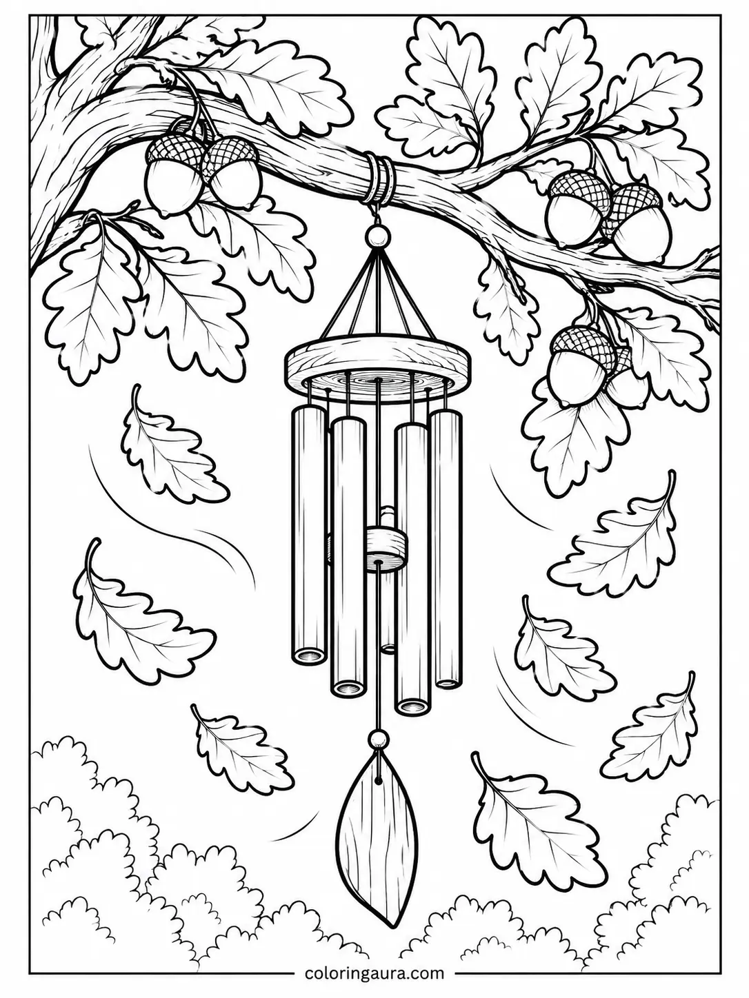November Wind Chimes Coloring Page