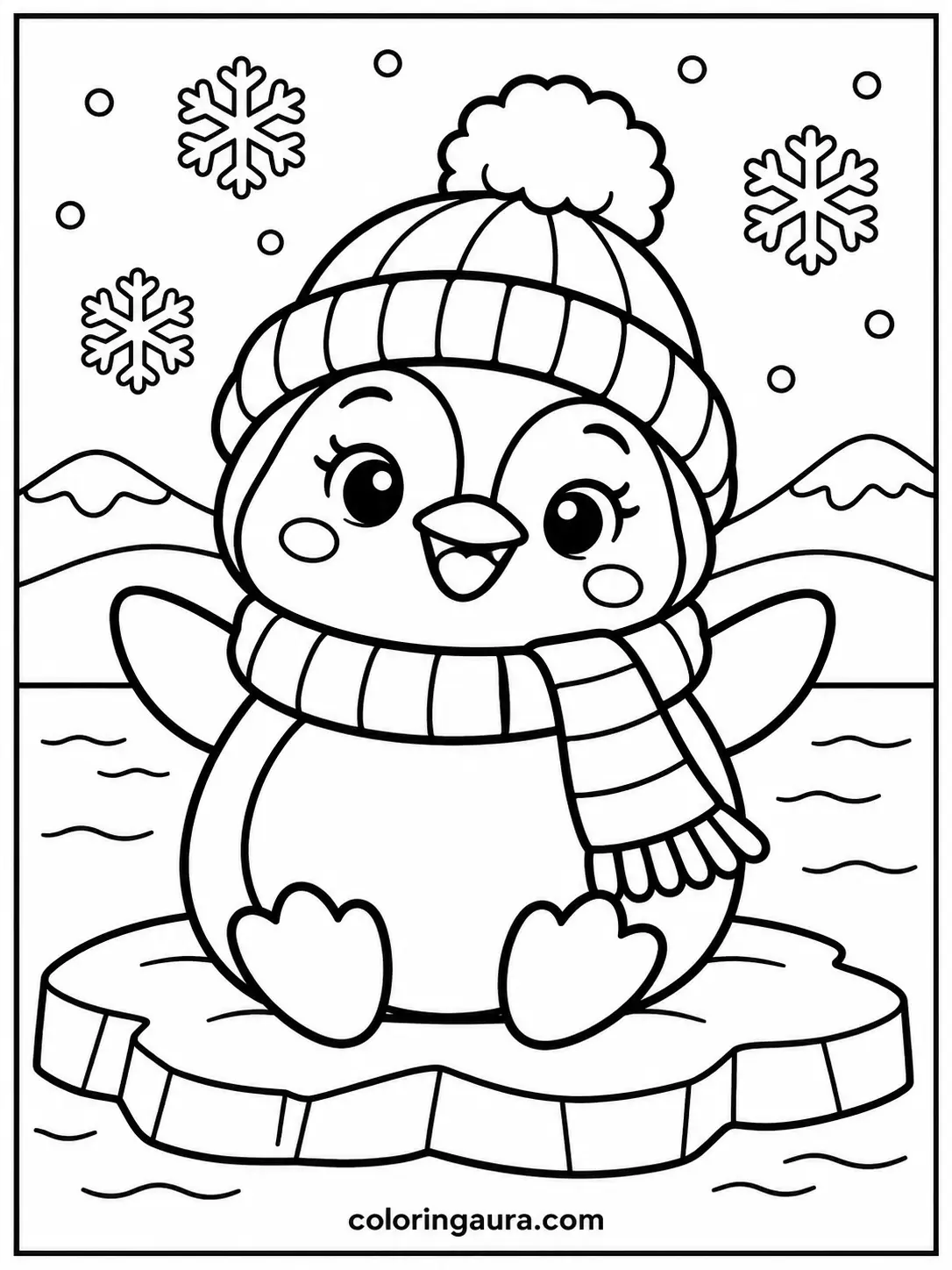 Penguin on an Ice Floe Coloring Page