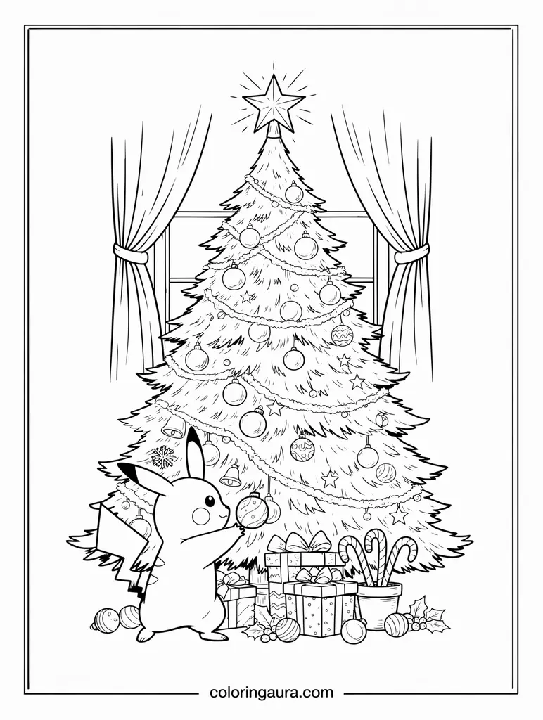 Pikachu Christmas Pokémon Coloring Pages