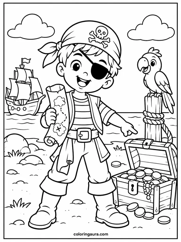 Pirate Costume Coloring Page