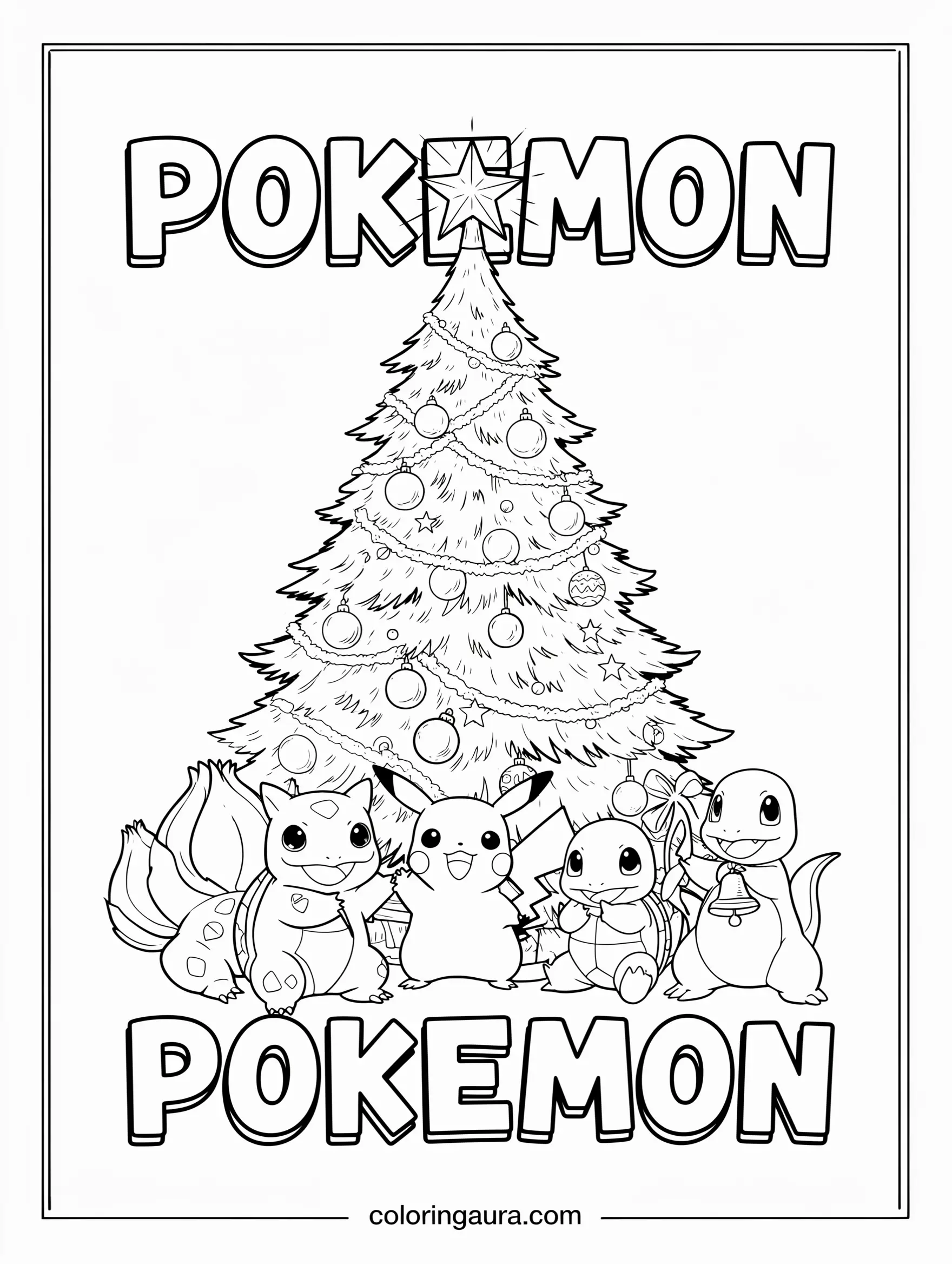 Pokémon Christmas Sing-Along Coloring Page