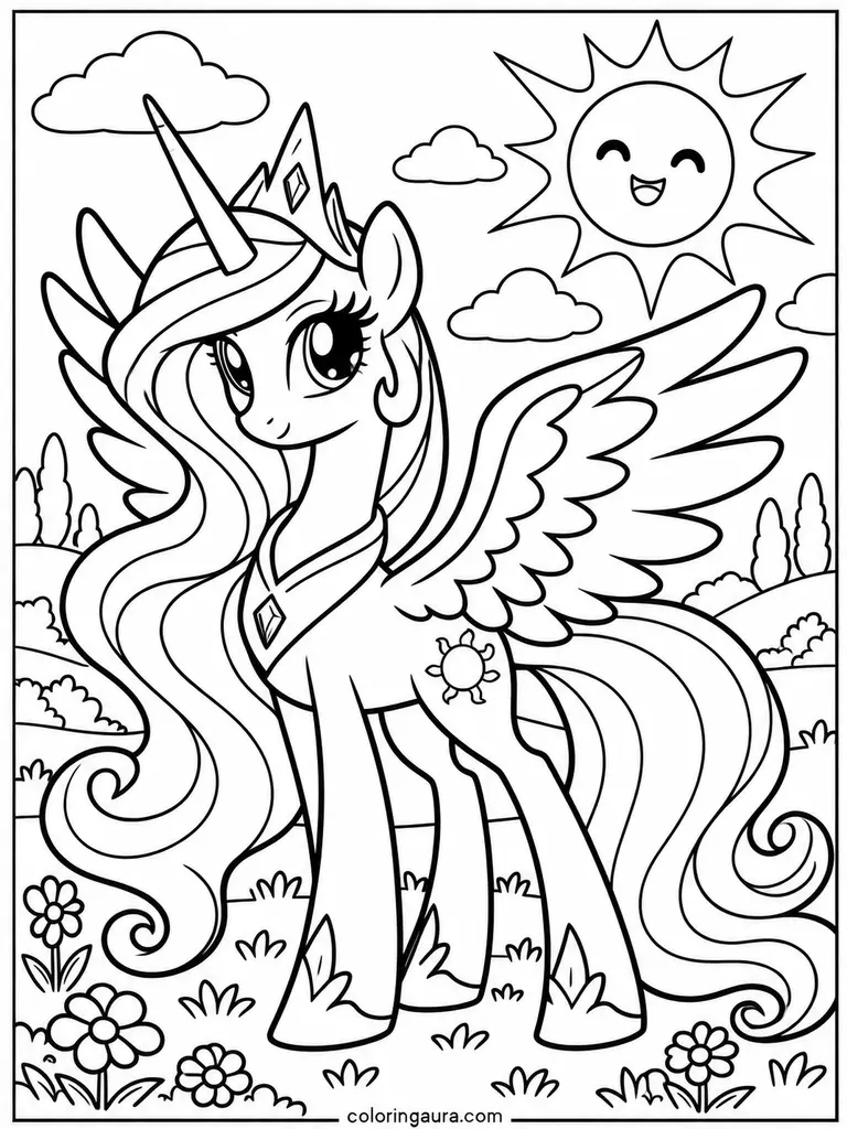 Princess Celestia Sun Coloring Page