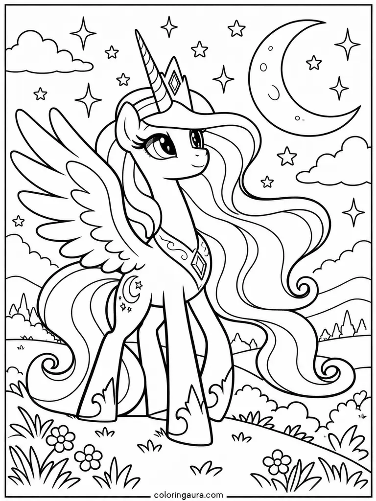 Princess Luna Moon Coloring Page