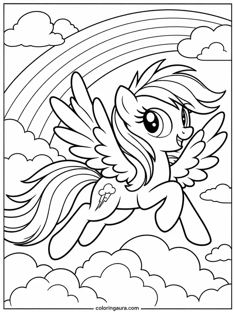 Rainbow Dash Flying Coloring Page