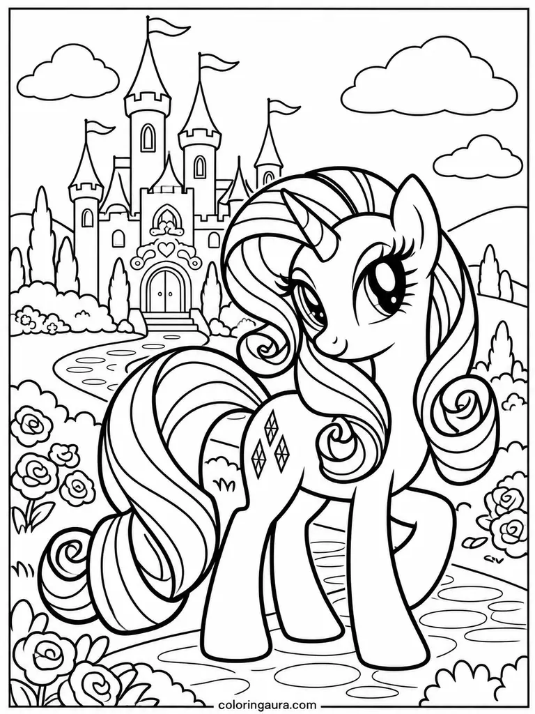 Rarity Castle Coloring Page