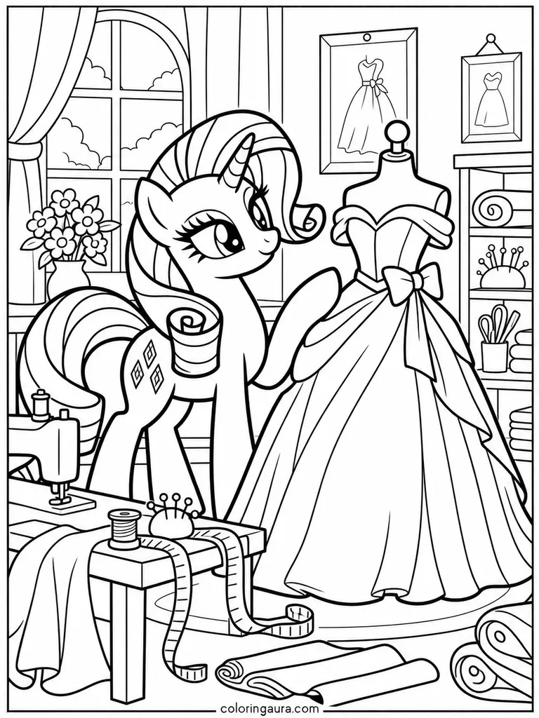 Rarity Fashion Design Coloring Page