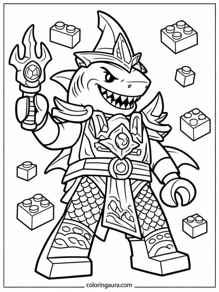Shark Army General Coloring Page