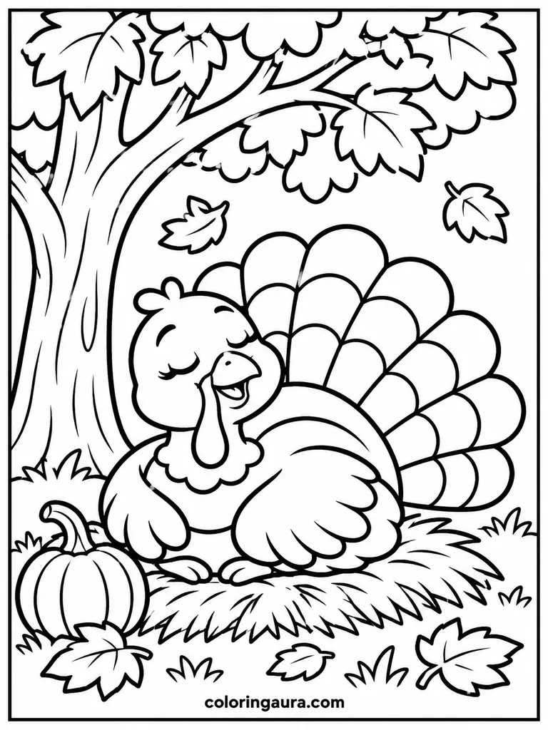 Sleepy Turkey Resting in a Haystack