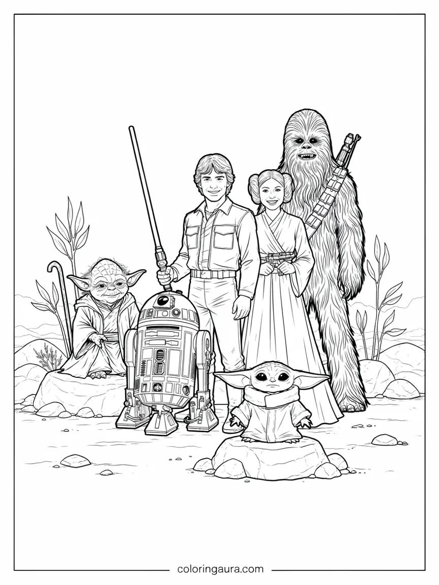 Star Wars Characters Group Coloring Page