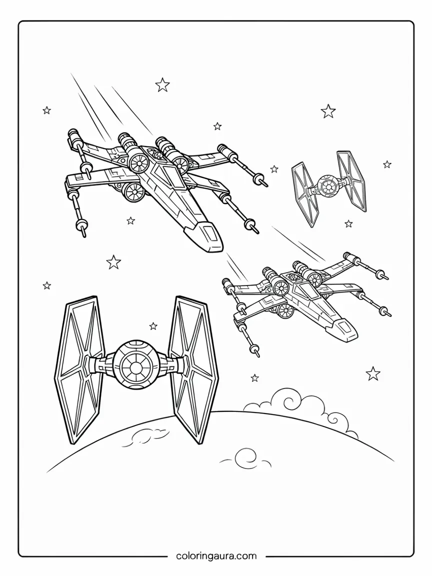 Star Wars Space Battle Coloring Page