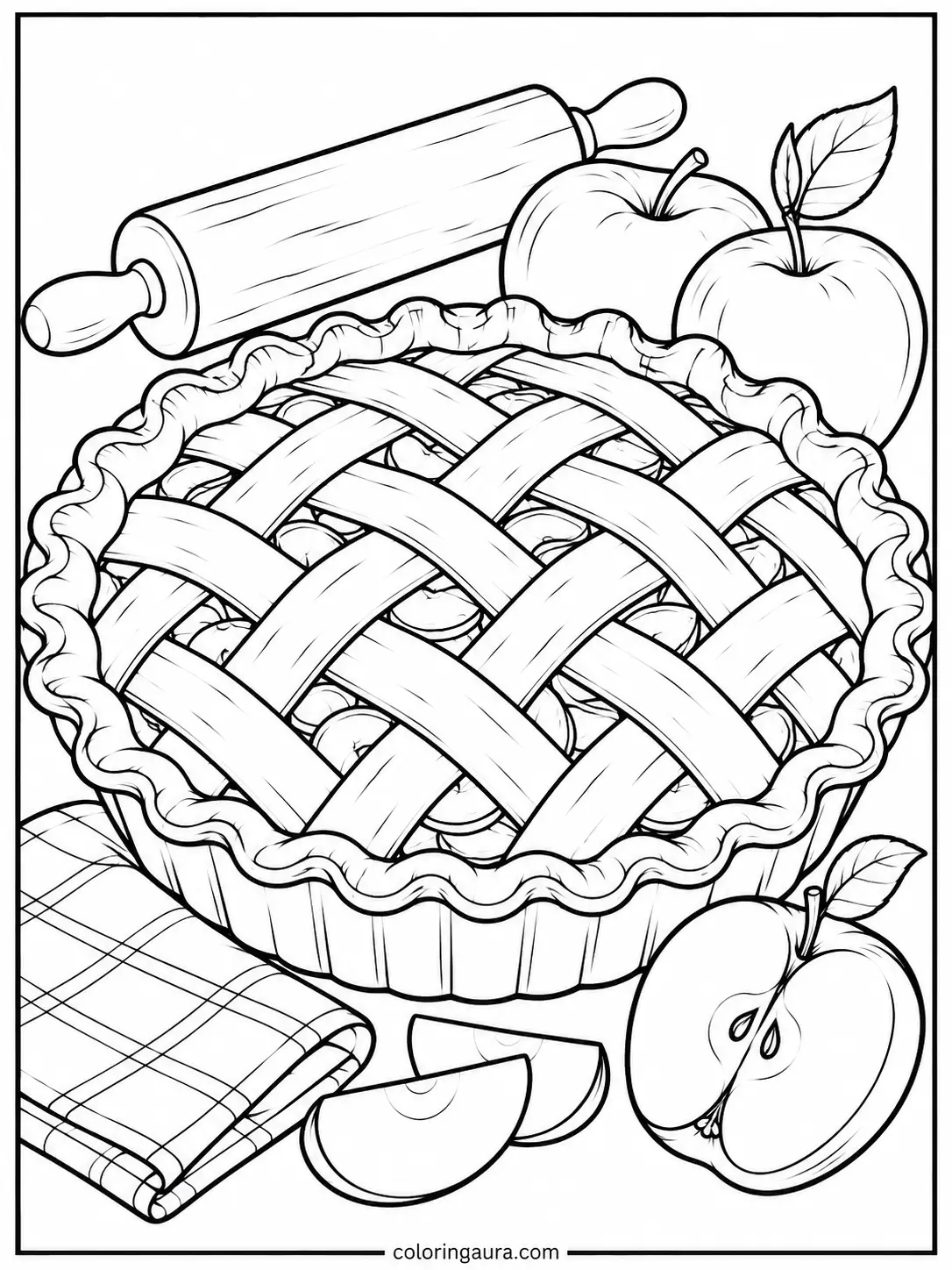 Thanksgiving Apple Pie Coloring Page