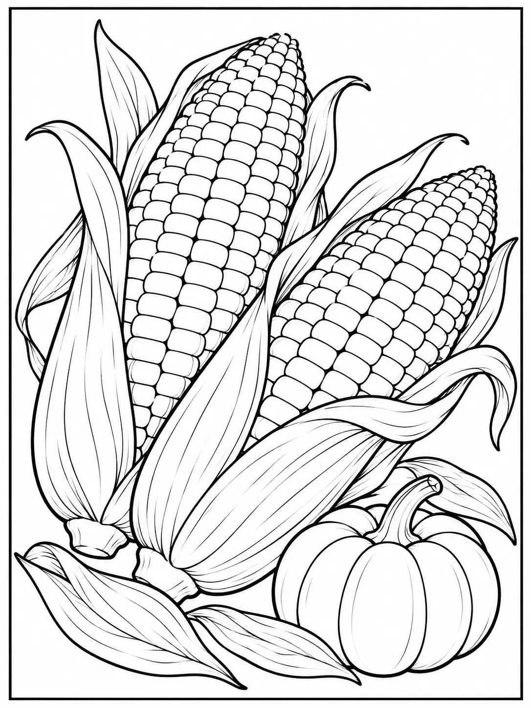 Thanksgiving Corn on the Cob Coloring Page