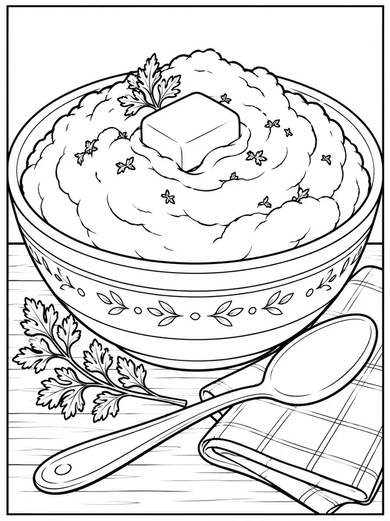 Thanksgiving Mashed Potatoes Coloring Page