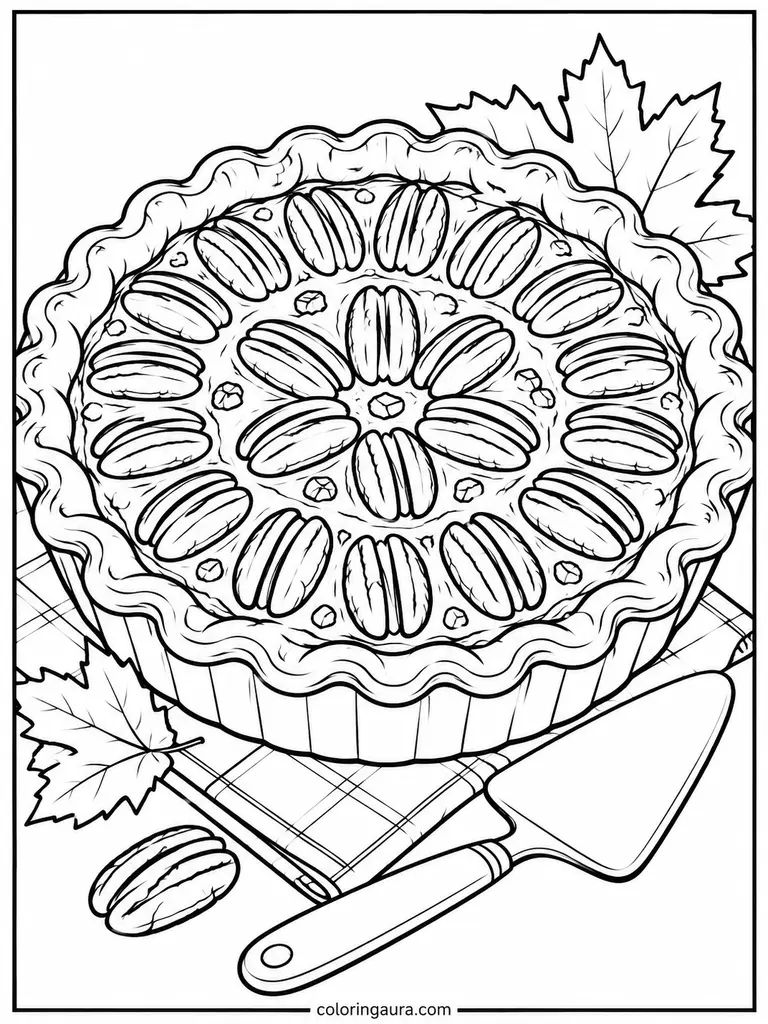 Thanksgiving Pecan Pie Coloring Page