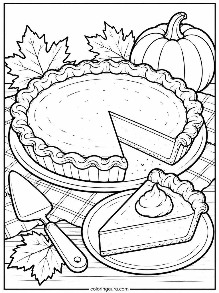 Thanksgiving Pumpkin Pie Coloring Page
