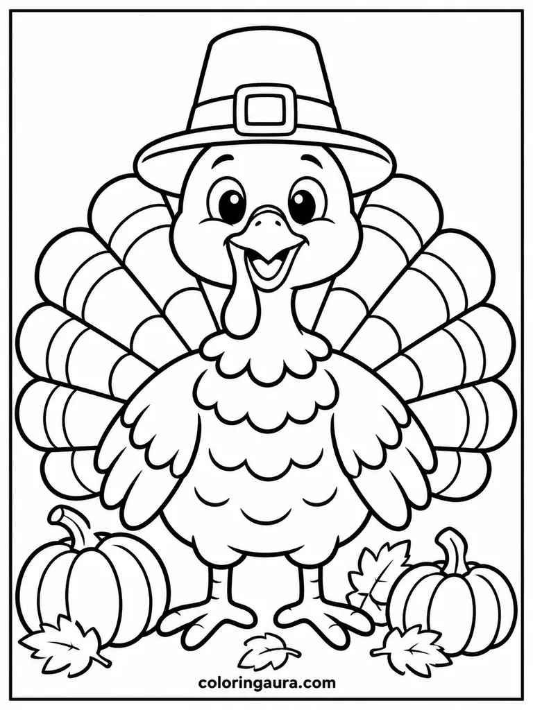 Thanksgiving Turkey Wearing a Pilgrim Hat