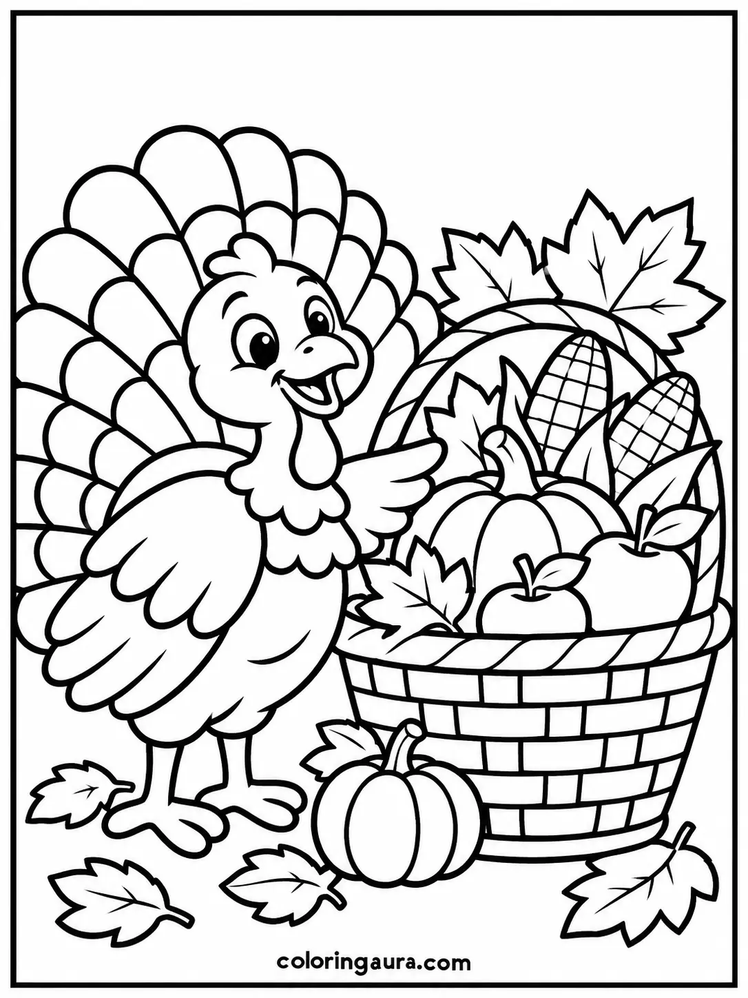 Thanksgiving Turkey with a Harvest Basket