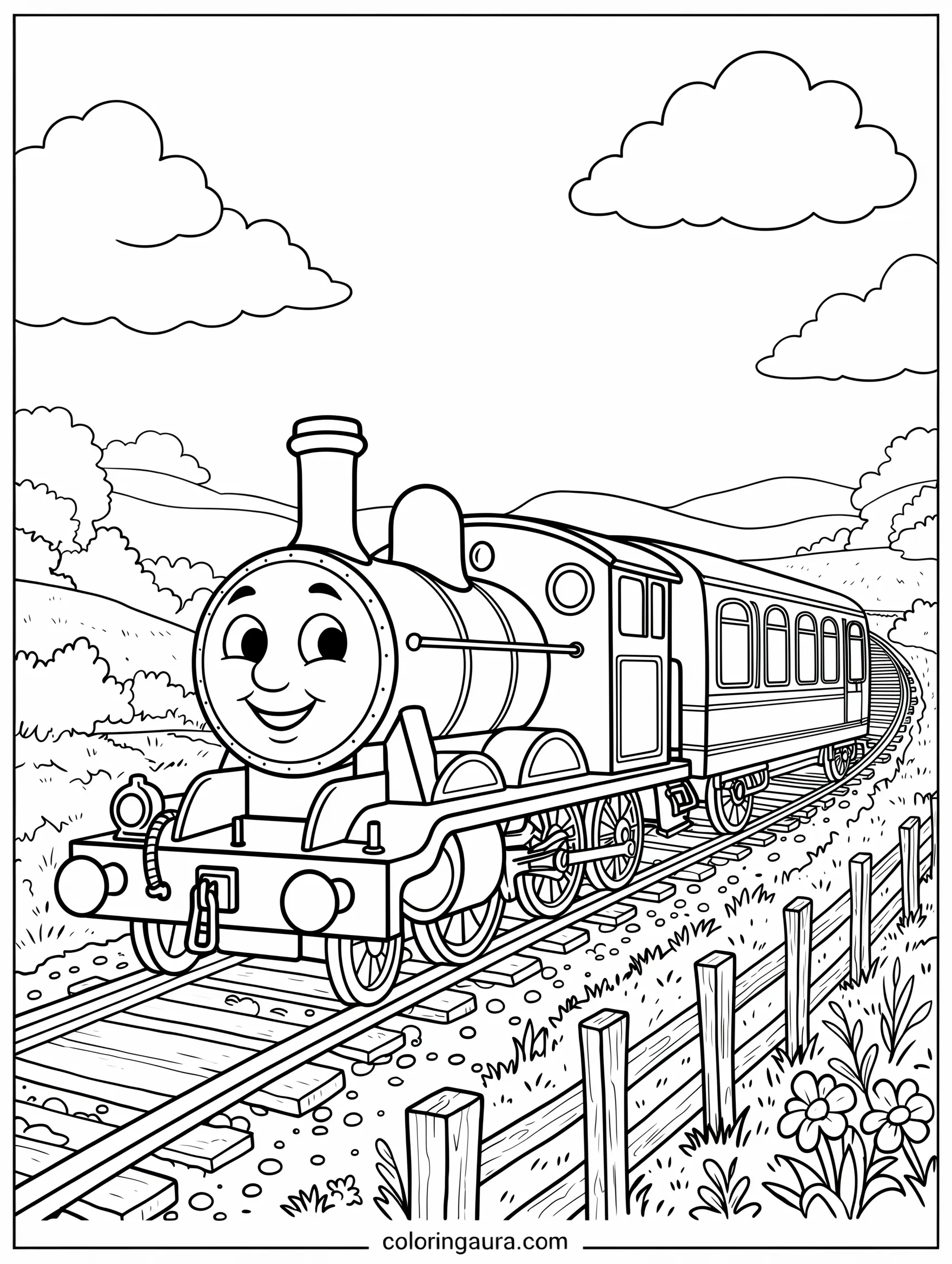 Thomas with a Passenger Carriage Coloring Page