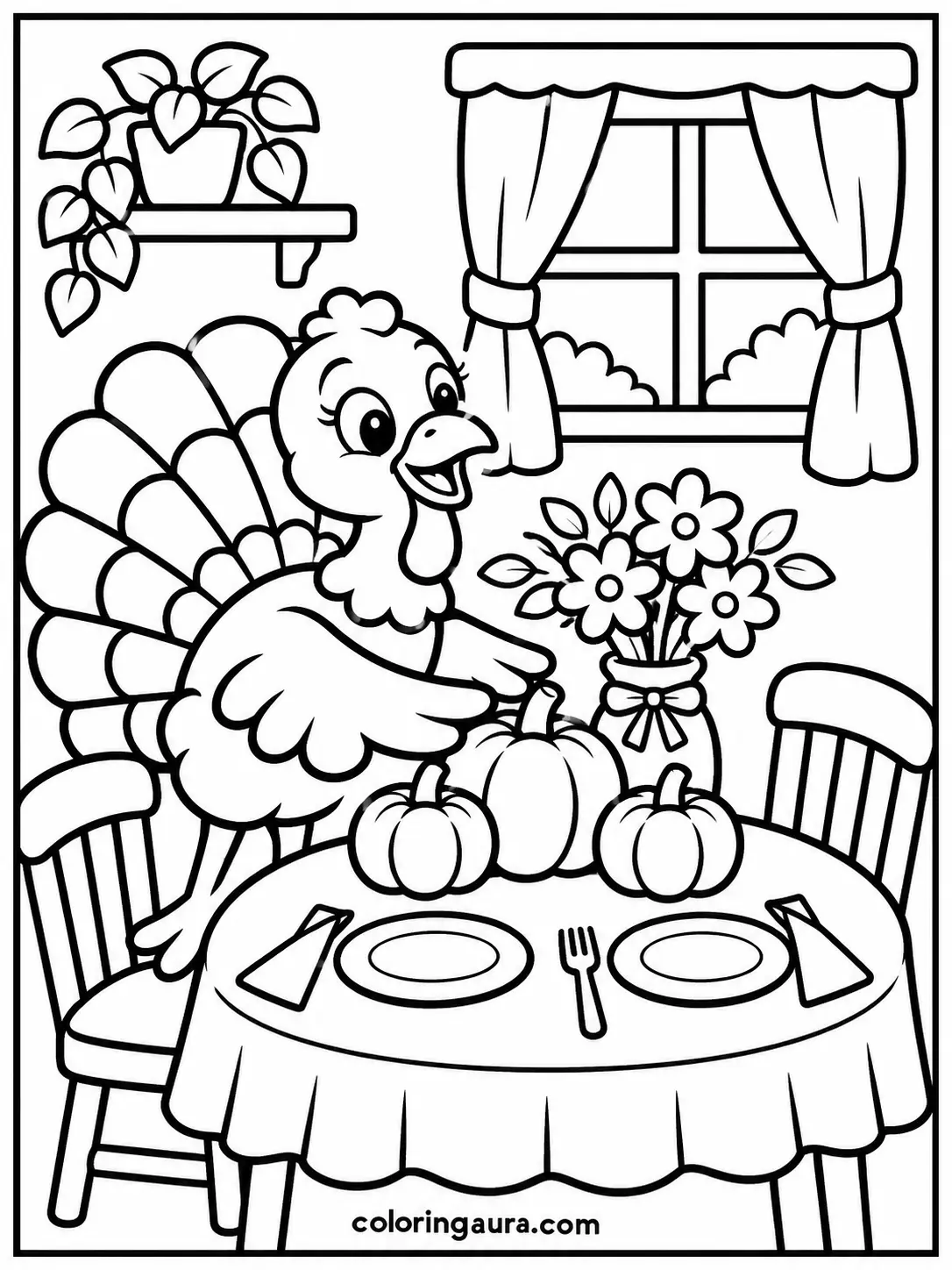 Turkey Decorating a Thanksgiving Table