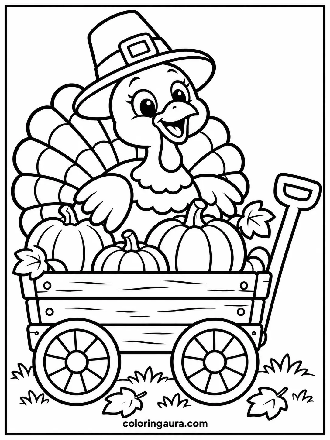 Turkey Riding in a Harvest Wagon