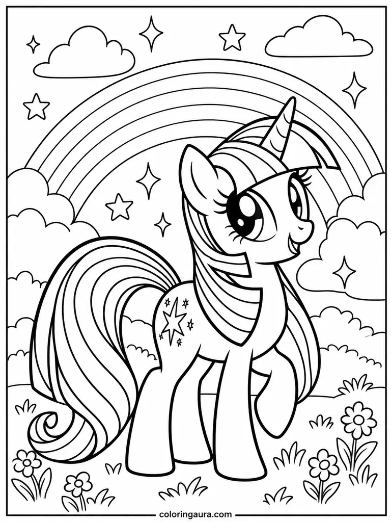 Twilight Sparkle Rainbow Coloring Page