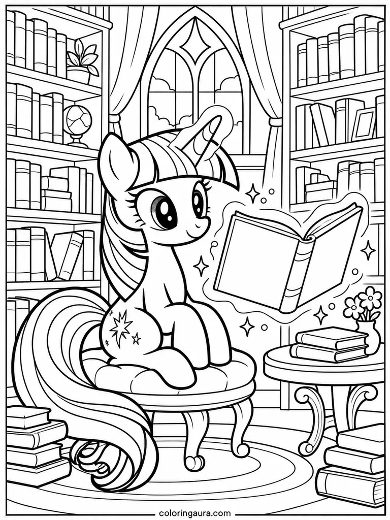 Twilight Sparkle Reading Coloring Page
