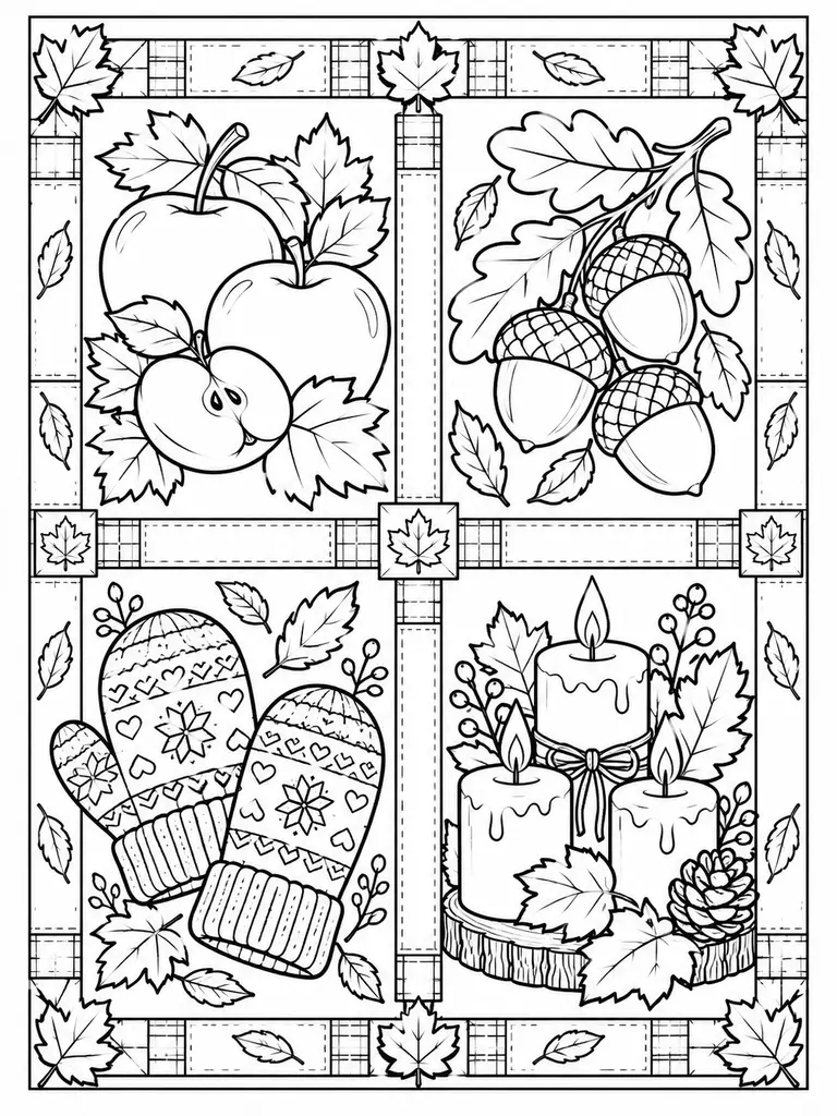 Warm November Patchwork Coloring Page