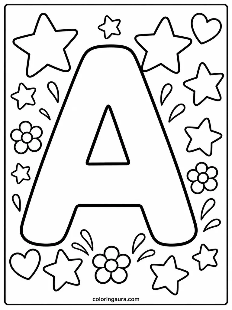 Whimsical Letter A Coloring Page