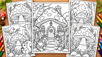 Whimsical Mushroom Coloring Page Collection