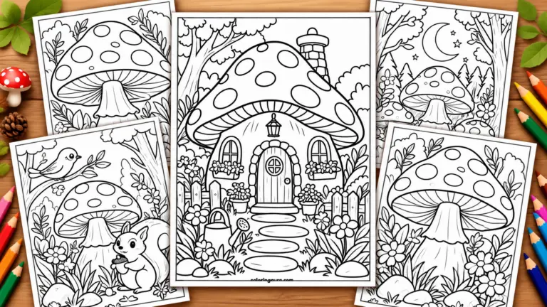 Whimsical Mushroom Coloring Page Collection