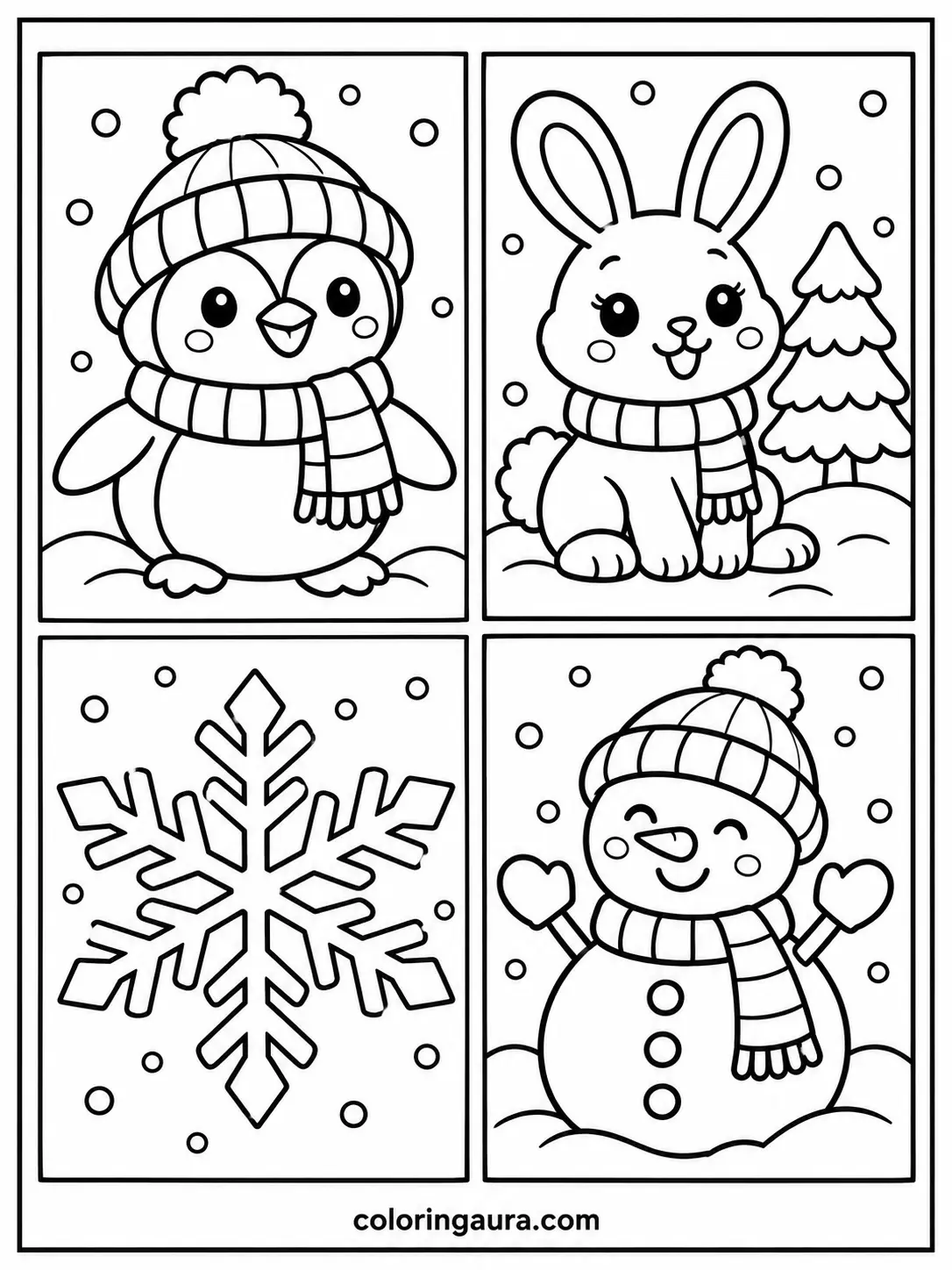 Winter Animals Coloring Page Collection